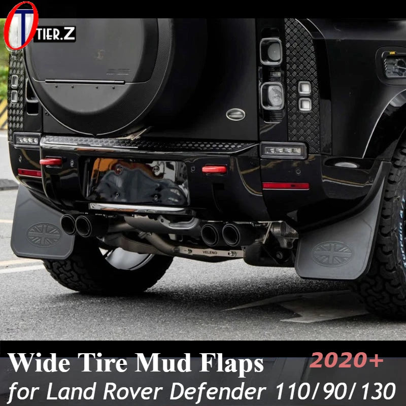 Wide Mud Flaps for Land Rover New Defender 110 90 130 2020+ Rear Tire Splash Guards Mudguards Union Jack Flag Pattern Accessory