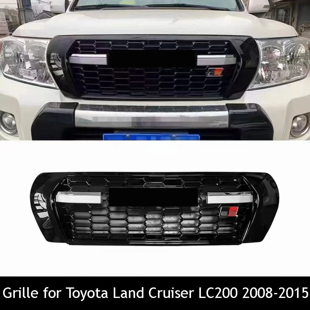 Front Mesh Grille Bumper for Toyota Land Cruiser LC200 2008-2015 Grille with LED Lights Racing Grills Car Accessories Styling