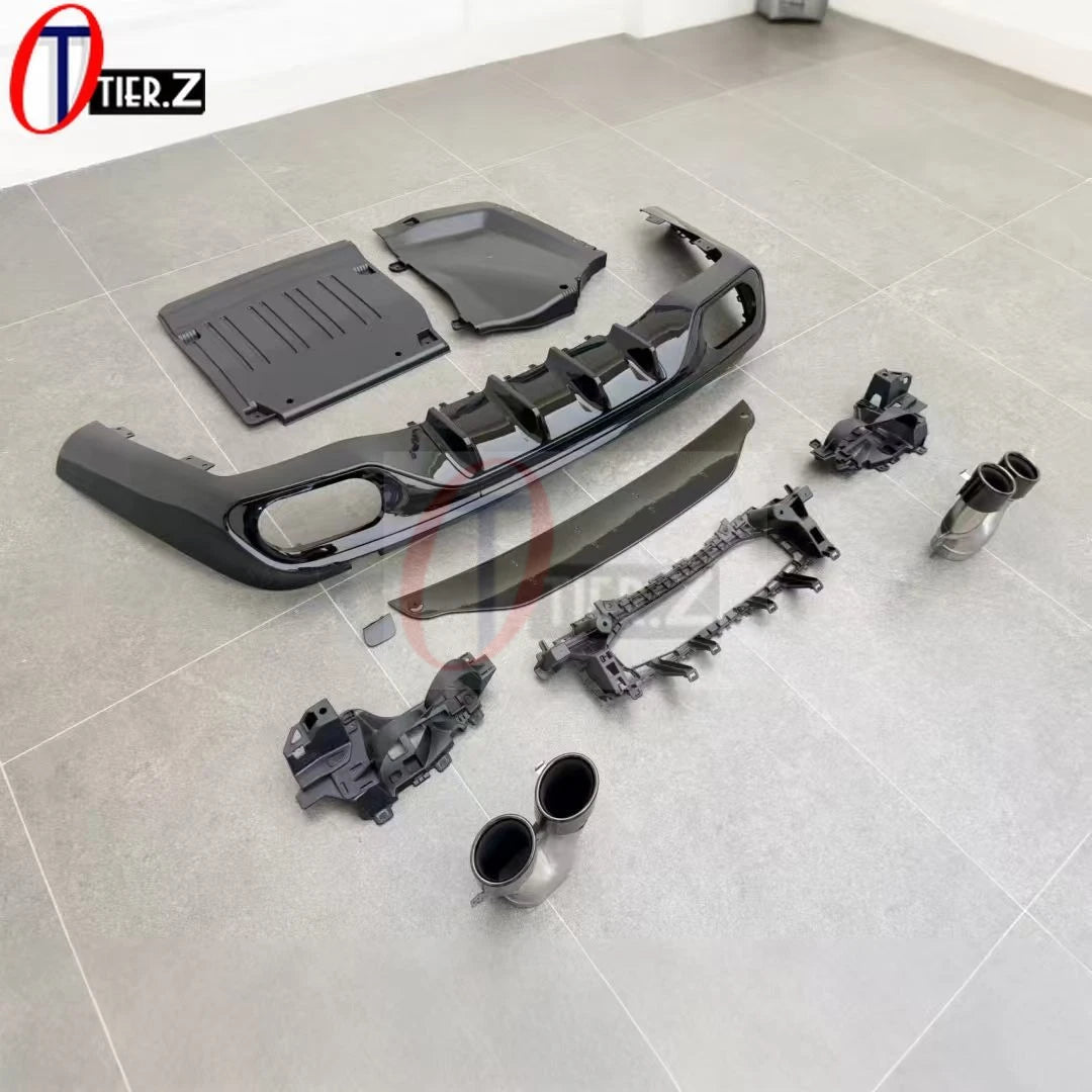 For Mercedes Benz CLE-Class W236 Upgrade to AMG 63 Style Rear Bumper Diffuser Quad Exhaust Tips CLE63 Look Lip Spoiler  Kit