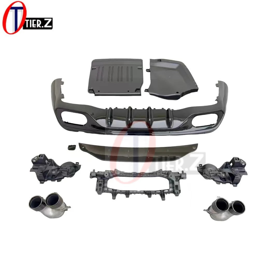 For Mercedes Benz CLE-Class W236 Upgrade to AMG 63 Style Rear Bumper Diffuser Quad Exhaust Tips CLE63 Look Lip Spoiler  Kit