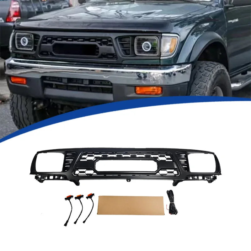 Front Grille Bumper Radiator Grill for Toyota 1st Gen Tacoma (1995-1997) TRD Pro Style Black Mesh ABS Plastic Car Racing Grills