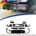 AMG E63 Look Upgrade Rear Diffuser Lip & Quad Exhaust Tips Pipes for Mercedes Benz E-Class W213 Sedan 2021 2022 2023 Car Styling