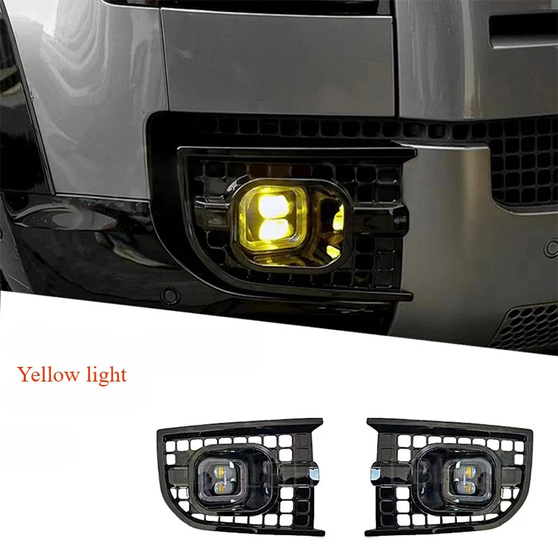 One Pair Square Fog Lamp for 20-24 Land Rover Defenders 90/110/130 L663 Front Bumper Grille Fog Light Case Car Lights Accessory