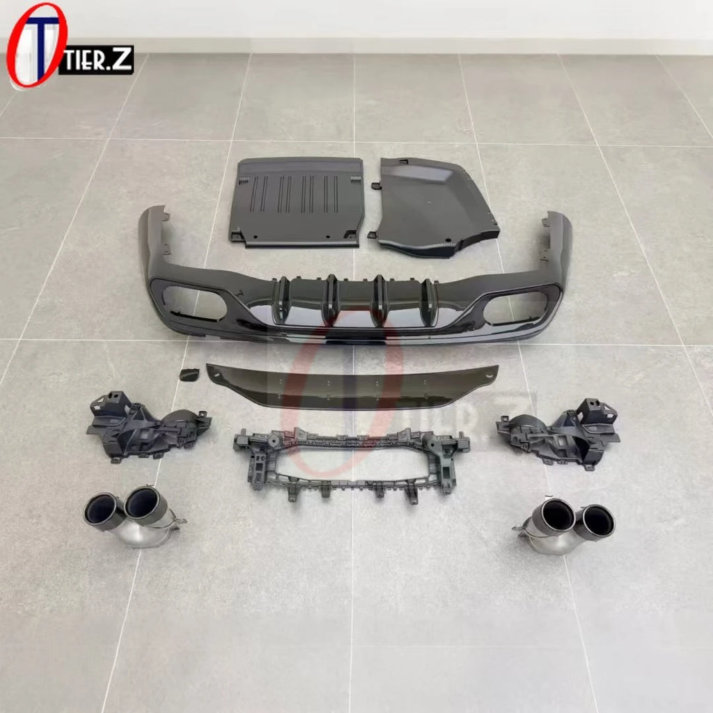 For Mercedes Benz CLE-Class W236 Upgrade to AMG 63 Style Rear Bumper Diffuser Quad Exhaust Tips CLE63 Look Lip Spoiler  Kit