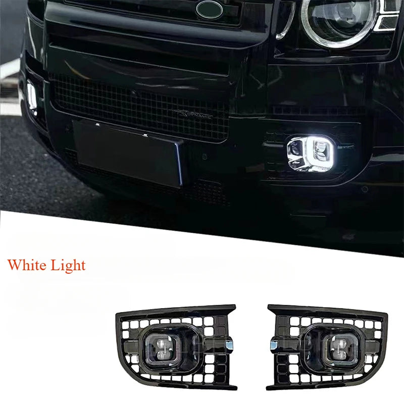 One Pair Square Fog Lamp for 20-24 Land Rover Defenders 90/110/130 L663 Front Bumper Grille Fog Light Case Car Lights Accessory