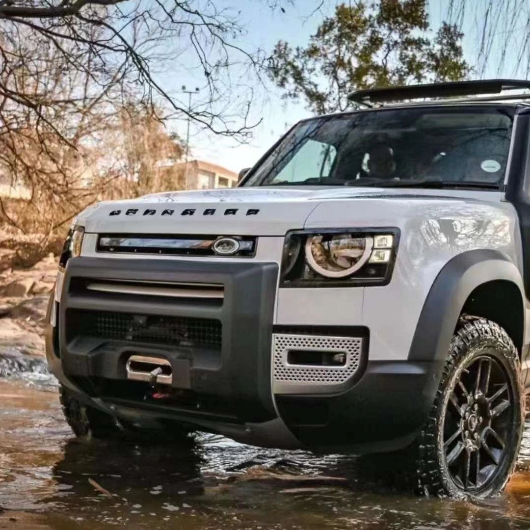 Glossy Black Front Bumper Protective Bar for Land Rover Defender 90 110 2021+ Matte Black Trim Cover Car Styling Accessories