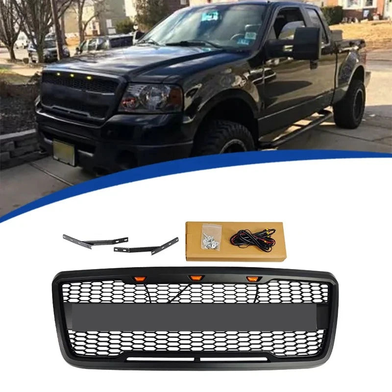 Matte Black Grille for Ford F-150 F150 2004-2008 Raptor Style Racing Grills LED Grill ABS Plastic Conversion Kit Car Accessories