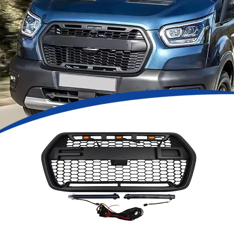 For 2019-2026 Ford Transit MK8 Trail Front Grille Gloss Black Grill ABS Racing Grills US Model Only Car Accessories styling