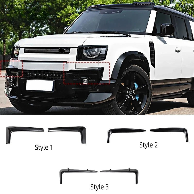 For 2020-2024 Land Rover Defender Eyebrow Trim Fog Light Lamp Eyebrow Blade Style Gloss Black ABS Body Kits Car Accessories