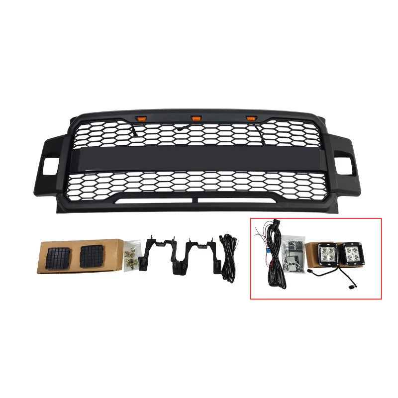Front Bumper Grille for 2018-2020 Ford F150 F-150 LED Illuminated Grill Replacement Matte Black Style Racing Grills Car Styling