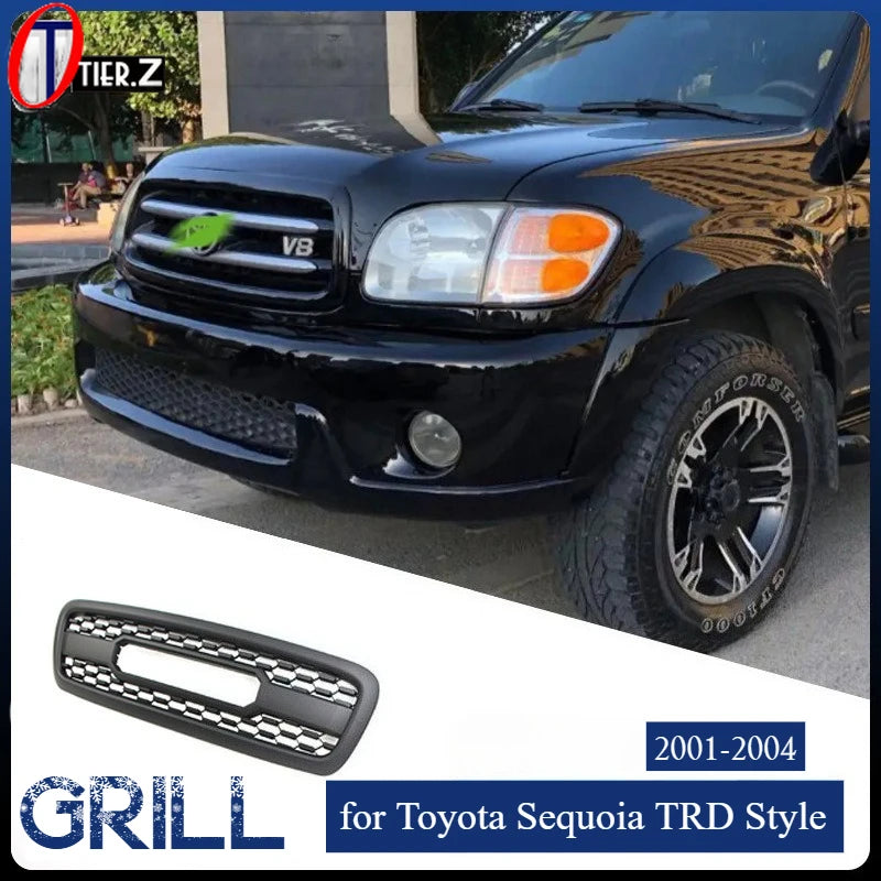 Front Grille Bumper Radiator Grill for 2001-2004 Toyota Sequoia TRD Style Racing Grills ABS Black Mesh Car Accessories Styling