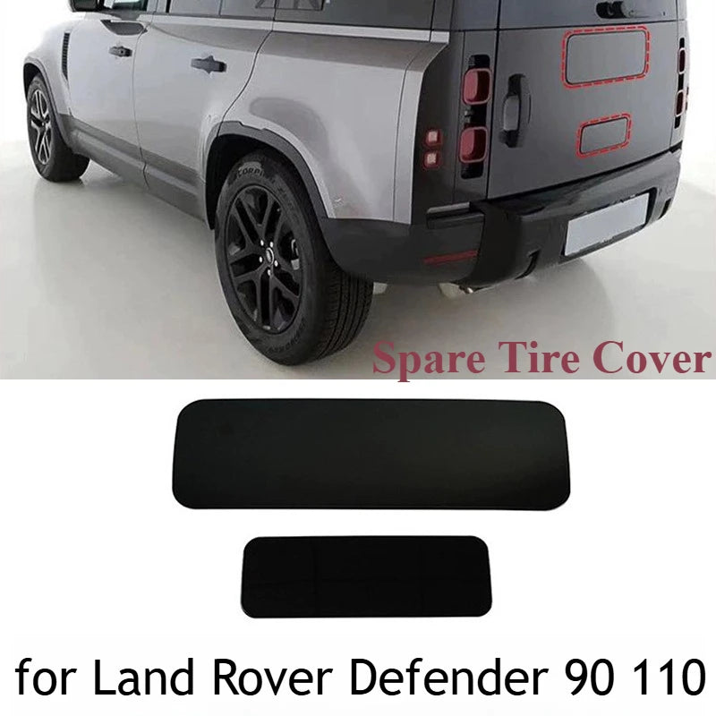 For 2020+ Land Rover Defender 90 110 Gloss Black Spare Tire Cover Assembly Rear Wheel Tire Carrier Covers Trim ABS Car Tailgate