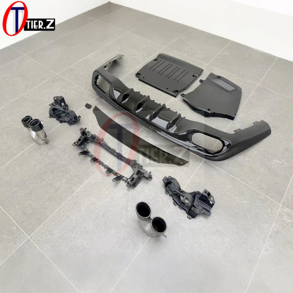 For Mercedes Benz CLE-Class W236 Upgrade to AMG 63 Style Rear Bumper Diffuser Quad Exhaust Tips CLE63 Look Lip Spoiler  Kit