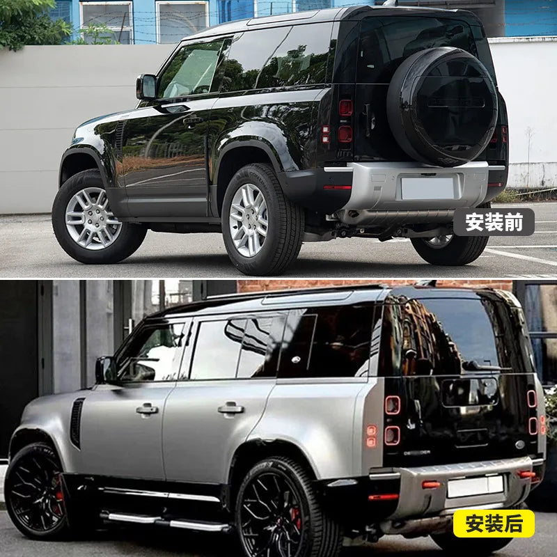 For 2020+ Land Rover Defender 90 110 Gloss Black Spare Tire Cover Assembly Rear Wheel Tire Carrier Covers Trim ABS Car Tailgate