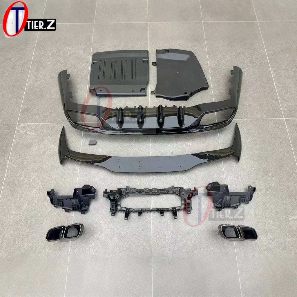 For Mercedes Benz CLE-Class W236 Upgrade to AMG 63 Style Rear Bumper Diffuser Quad Exhaust Tips CLE63 Look Lip Spoiler  Kit