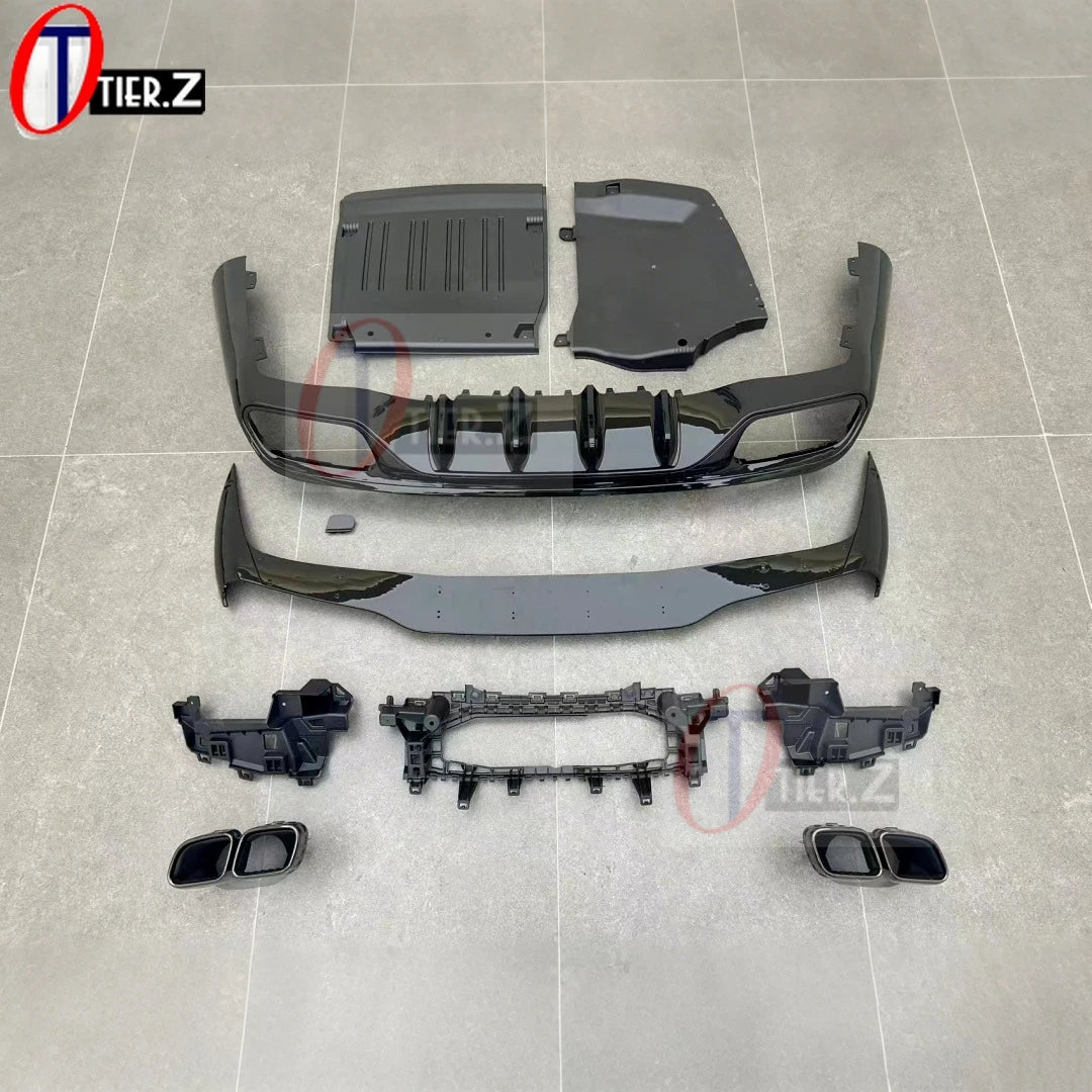 For Mercedes Benz CLE-Class W236 Upgrade to AMG 63 Style Rear Bumper Diffuser Quad Exhaust Tips CLE63 Look Lip Spoiler  Kit