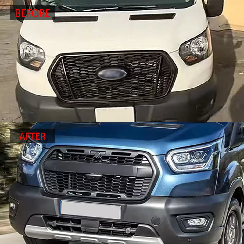 For 2019-2026 Ford Transit MK8 Trail Front Grille Gloss Black Grill ABS Racing Grills US Model Only Car Accessories styling