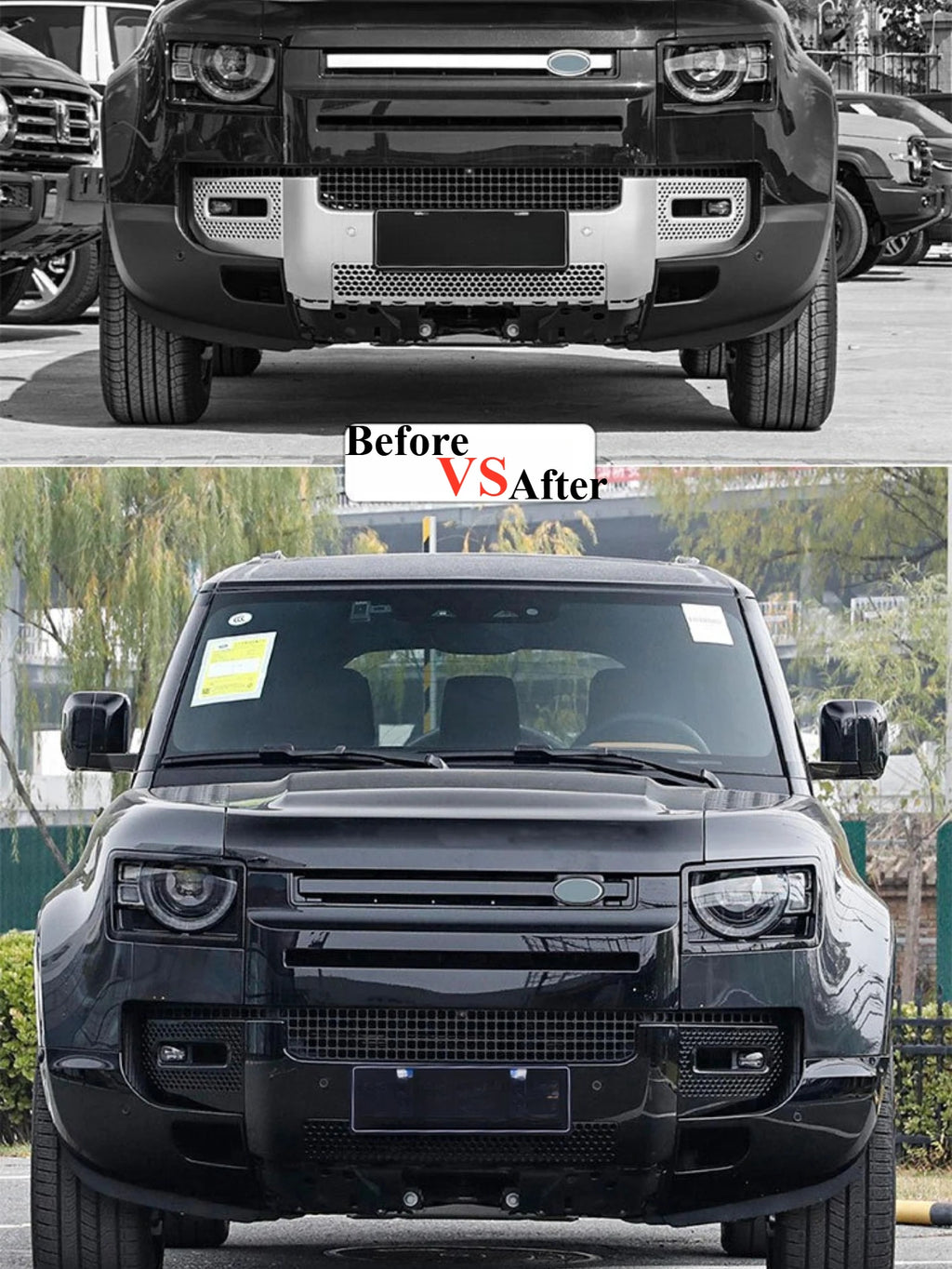 For 2020-2024 Land Rover Defender L663 Blackout Kit 007 Style Front Rear Bumper Trim Set Fog Light Frame Guard Car Styling