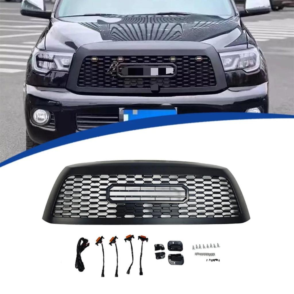 TRD Pro Style Front Grille Bumper for Toyota Sequoia 2008-2018 2nd Generation Grille ABS Black Replacement Car Racing Grills