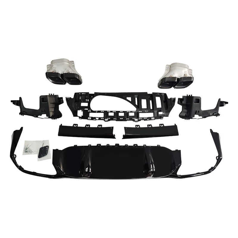 AMG E63 Look Upgrade Rear Diffuser Lip & Quad Exhaust Tips Pipes for Mercedes Benz E-Class W213 Sedan 2021 2022 2023 Car Styling