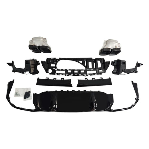 AMG E63 Look Upgrade Rear Diffuser Lip & Quad Exhaust Tips Pipes for Mercedes Benz E-Class W213 Sedan 2021 2022 2023 Car Styling