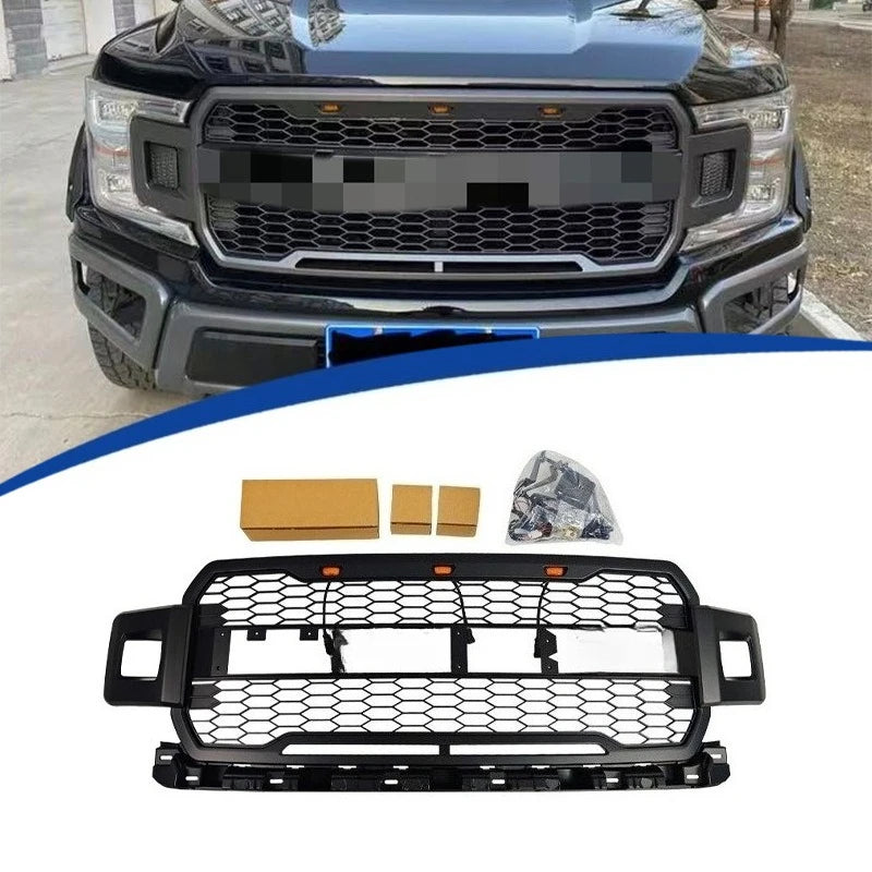 Front Bumper Grille for 2018-2020 Ford F150 F-150 LED Illuminated Grill Replacement Matte Black Style Racing Grills Car Styling
